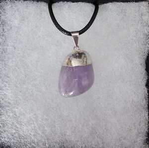 Lavender Amethyst Pendant Necklace with Silver Setting